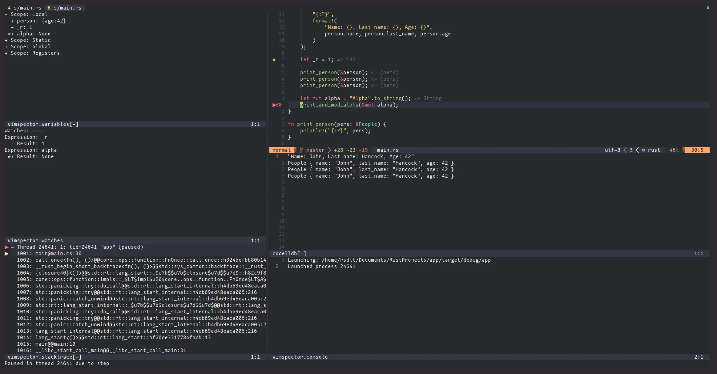 Rust development with Neovim and Vimspector