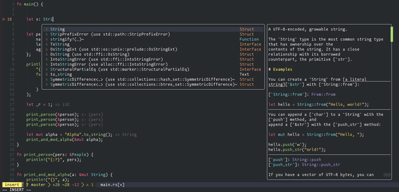 rust-analyzer sourced for real-time completion in Neovim