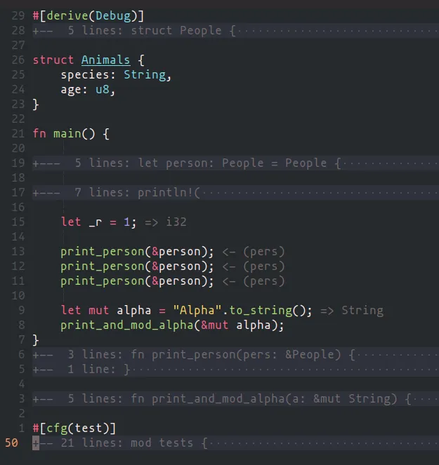Rust code folding in Neovim using Tree-sitter